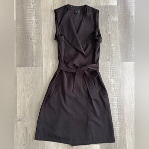 Guess Black Wrap Midi Dress with Waist Tie